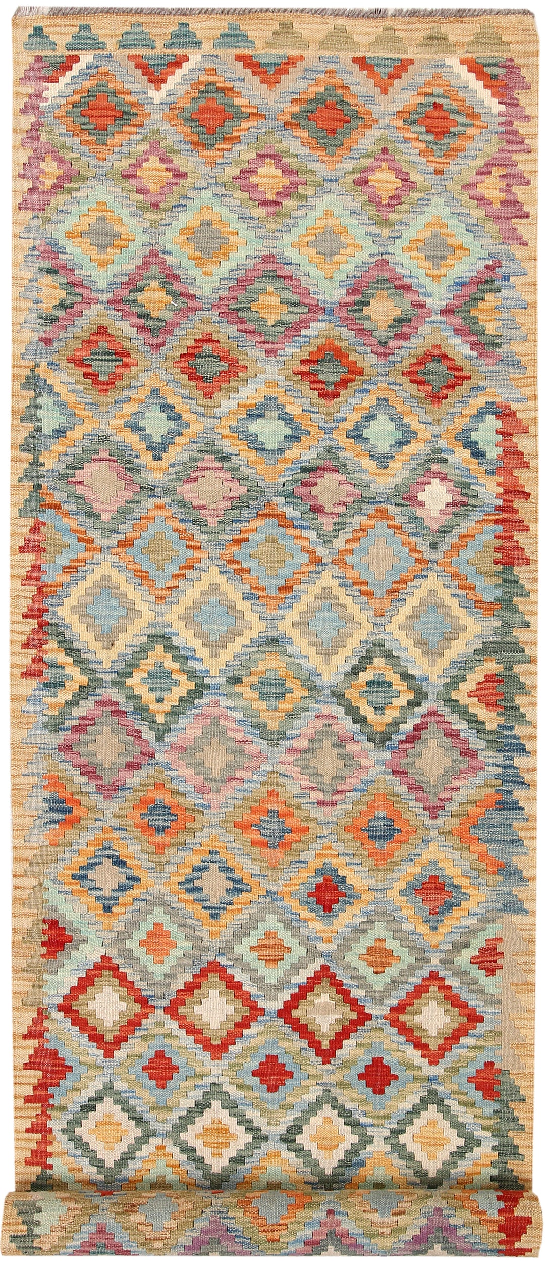 Afghan Kilim Rug 2' 9 x 9' 10 Flat-Weave