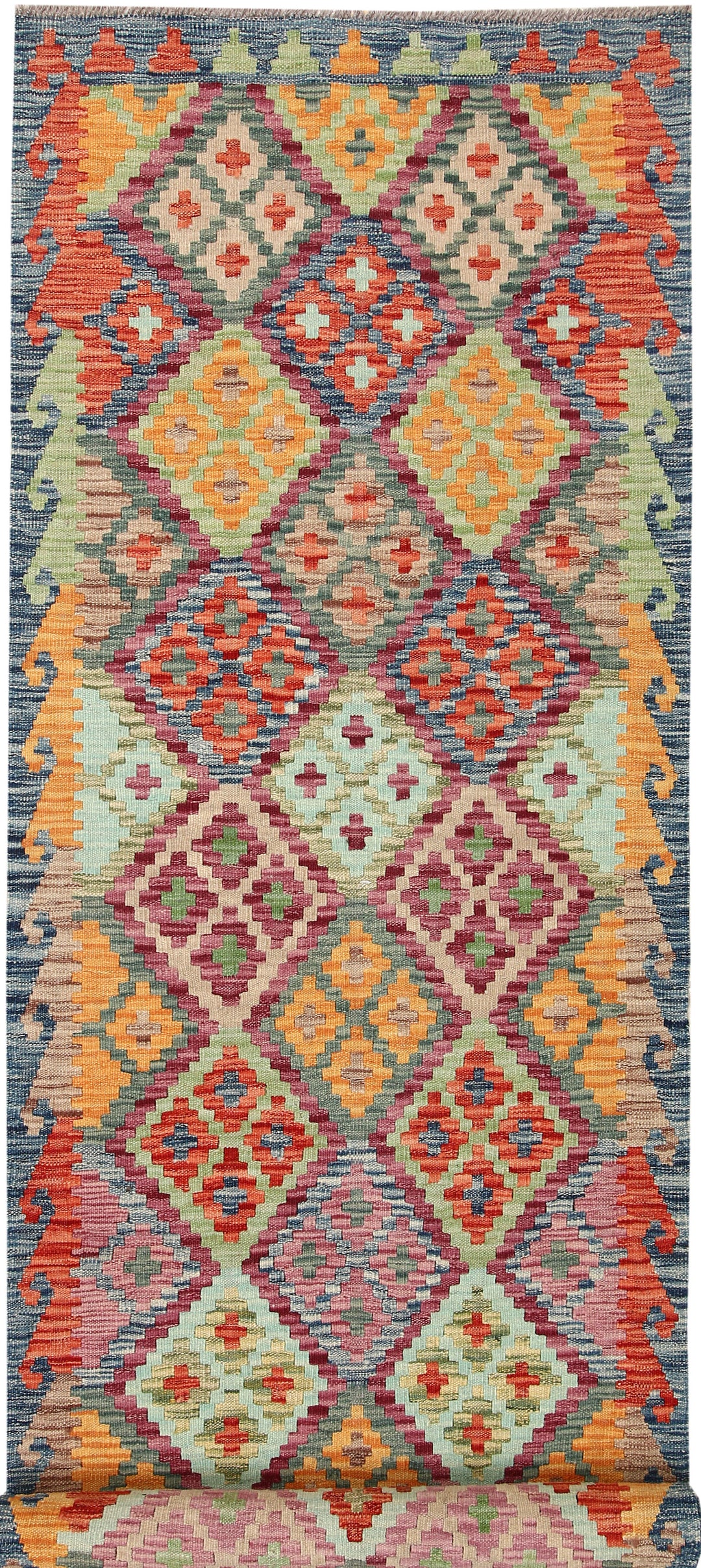 Afghan Kilim Rug 2' 9" x 9' 9" Flat-Weave
