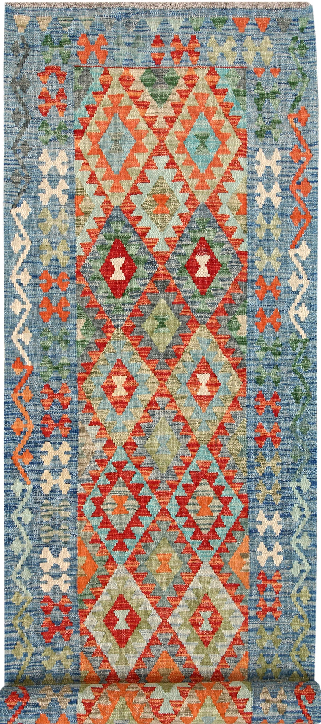 Afghan Kilim Rug 2' 10 x 9' 7 Flat-Weave