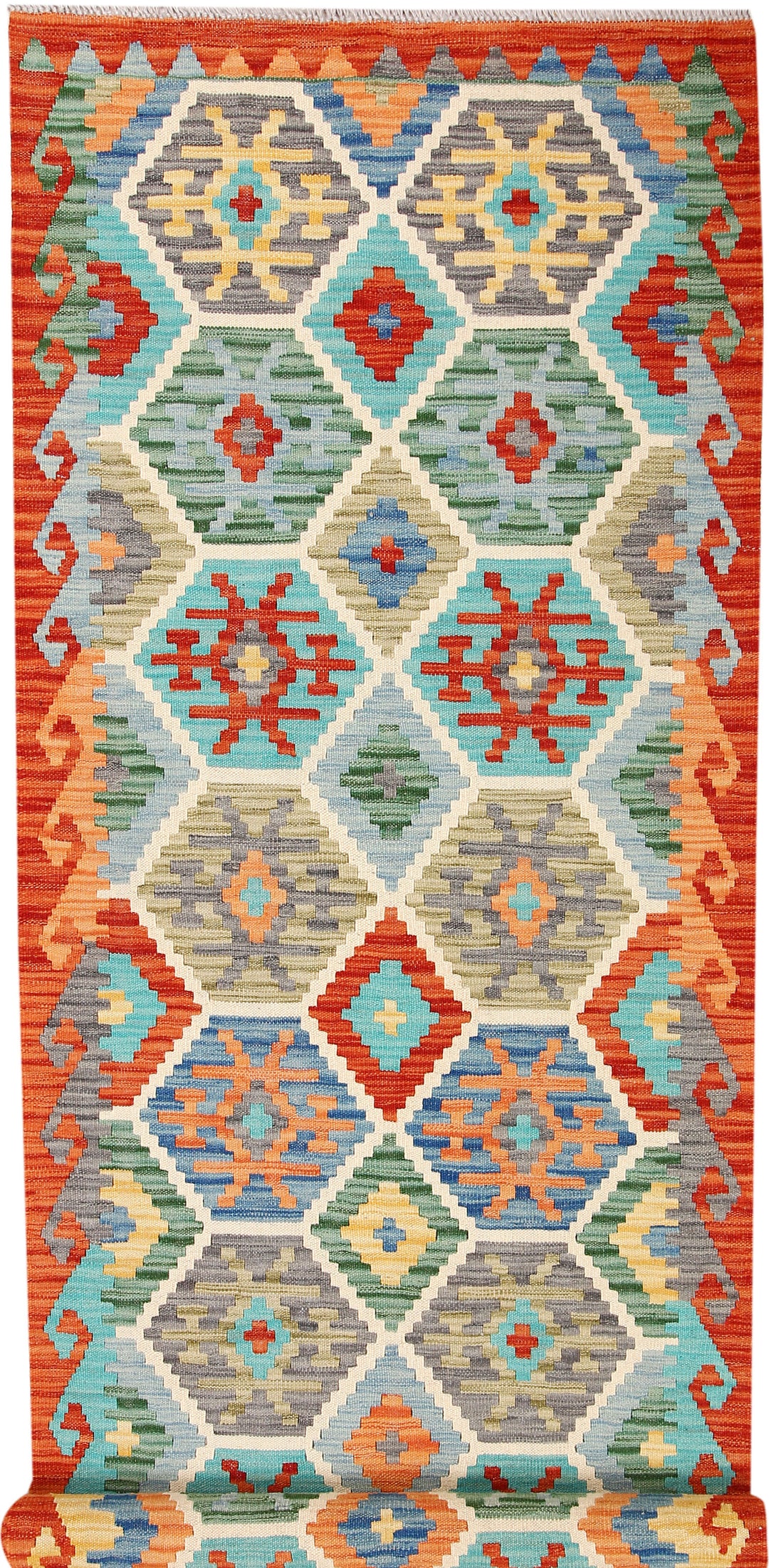 Afghan Kilim Rug 2' 9 x 9' 9 Flat-Weave