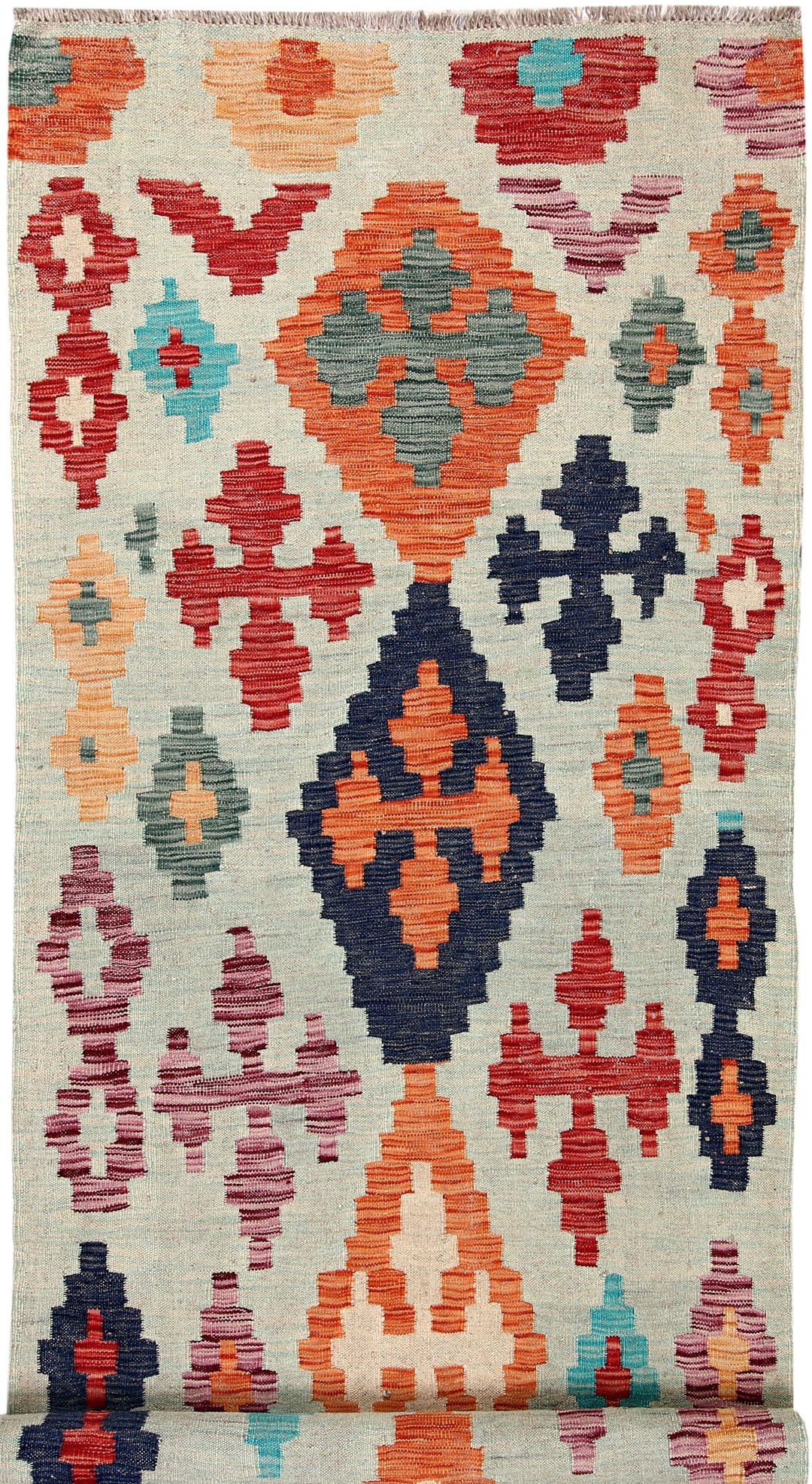 Afghan Kilim Rug 3' 2 x 9' 11 Flat-Weave
