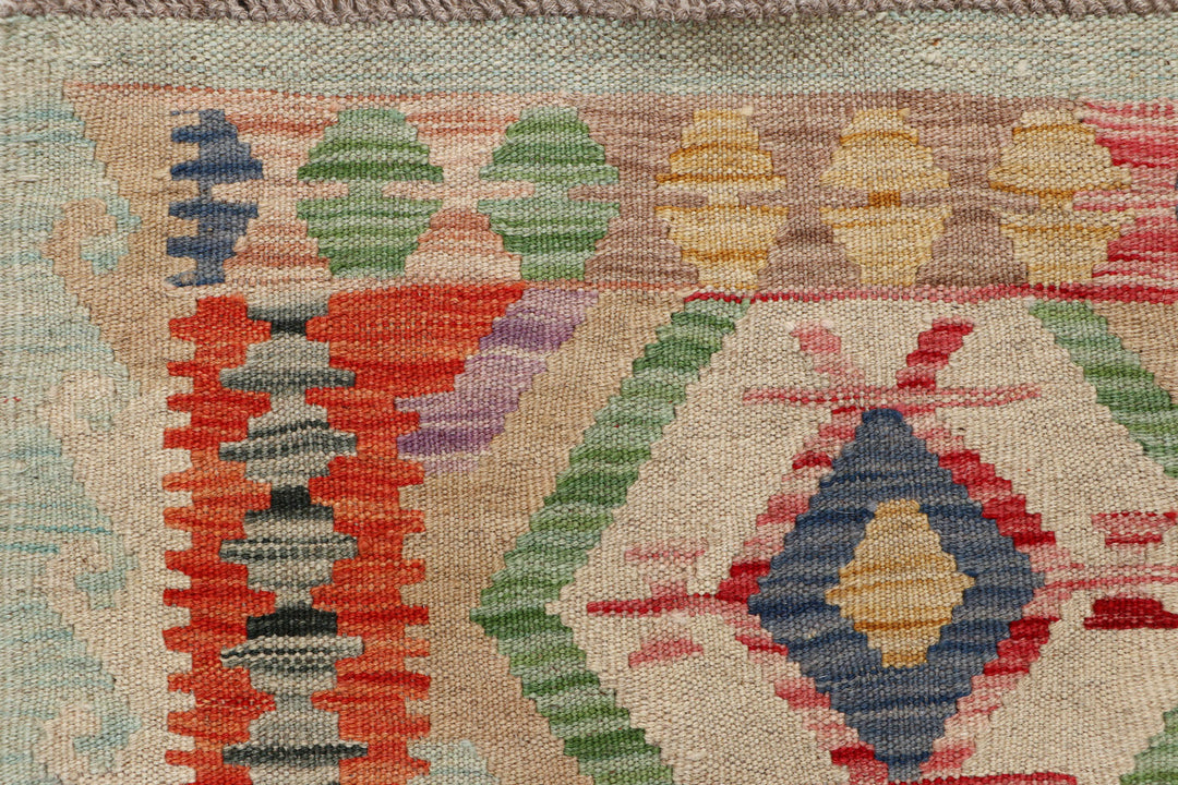 Afghan Kilim Rug 2' 4" x 9' 7" Flat-Weave
