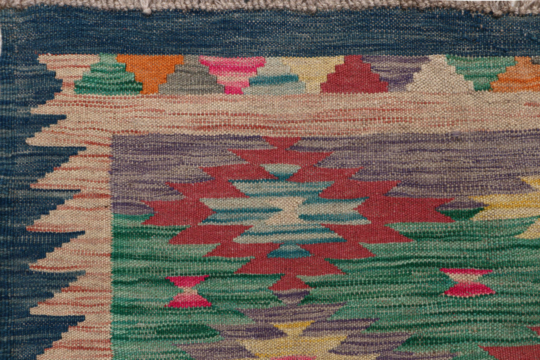 Afghan Kilim Rug 2' 11" x 9' 9" Flat-Weave