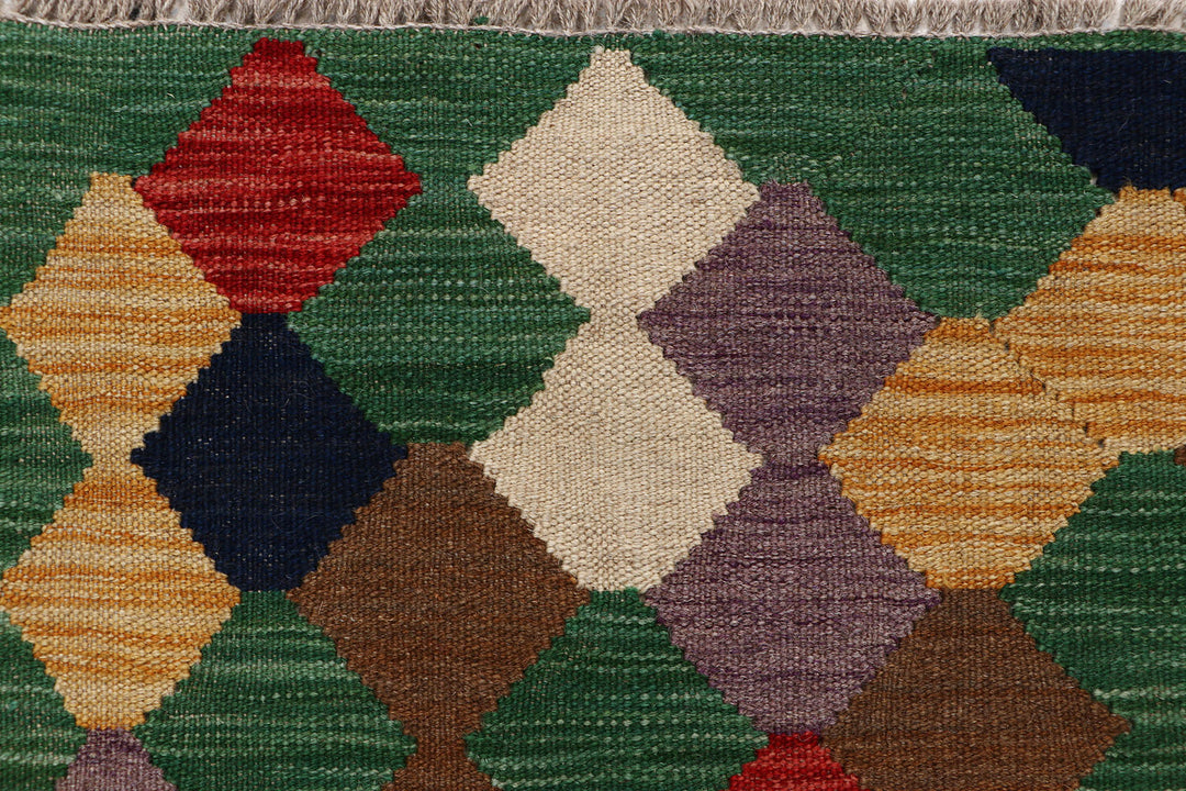Afghan Kilim Rug 2' 8 x 9' 8 Flat-Weave