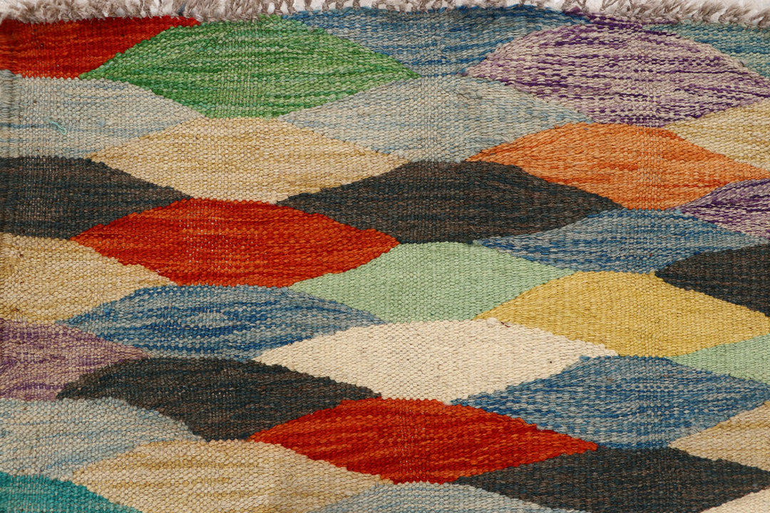 Afghan Kilim Rug 2' 9" x 9' 9" Flat-Weave
