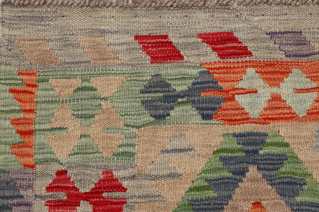 Afghan Kilim Rug 2' 5 x 9' 7 Flat-Weave