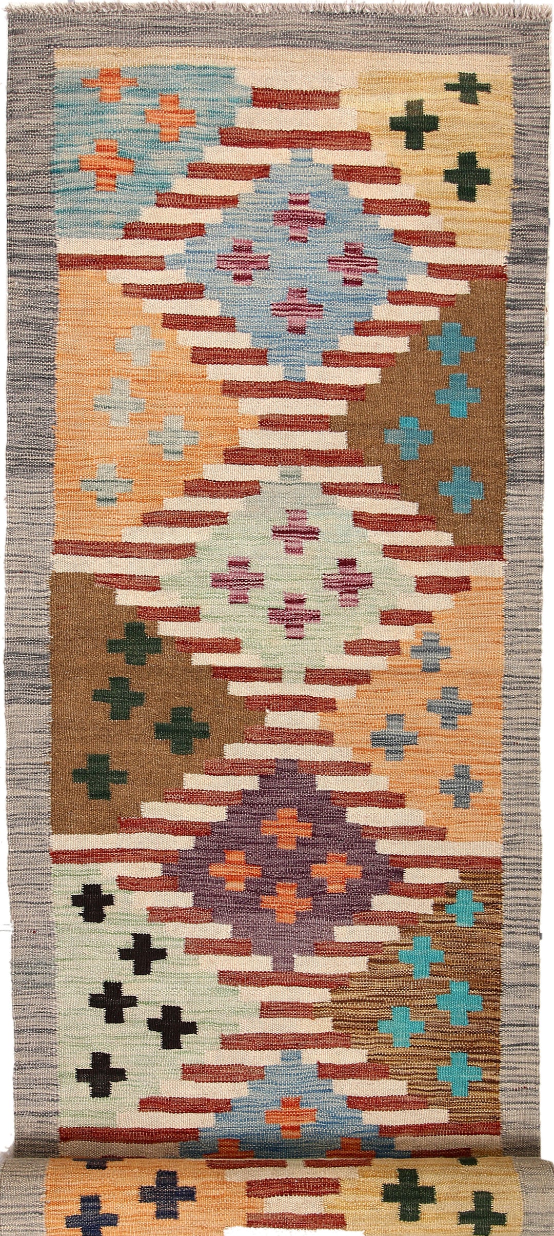 Afghan Kilim Rug 2' 8 x 12' 9 Flat-Weave
