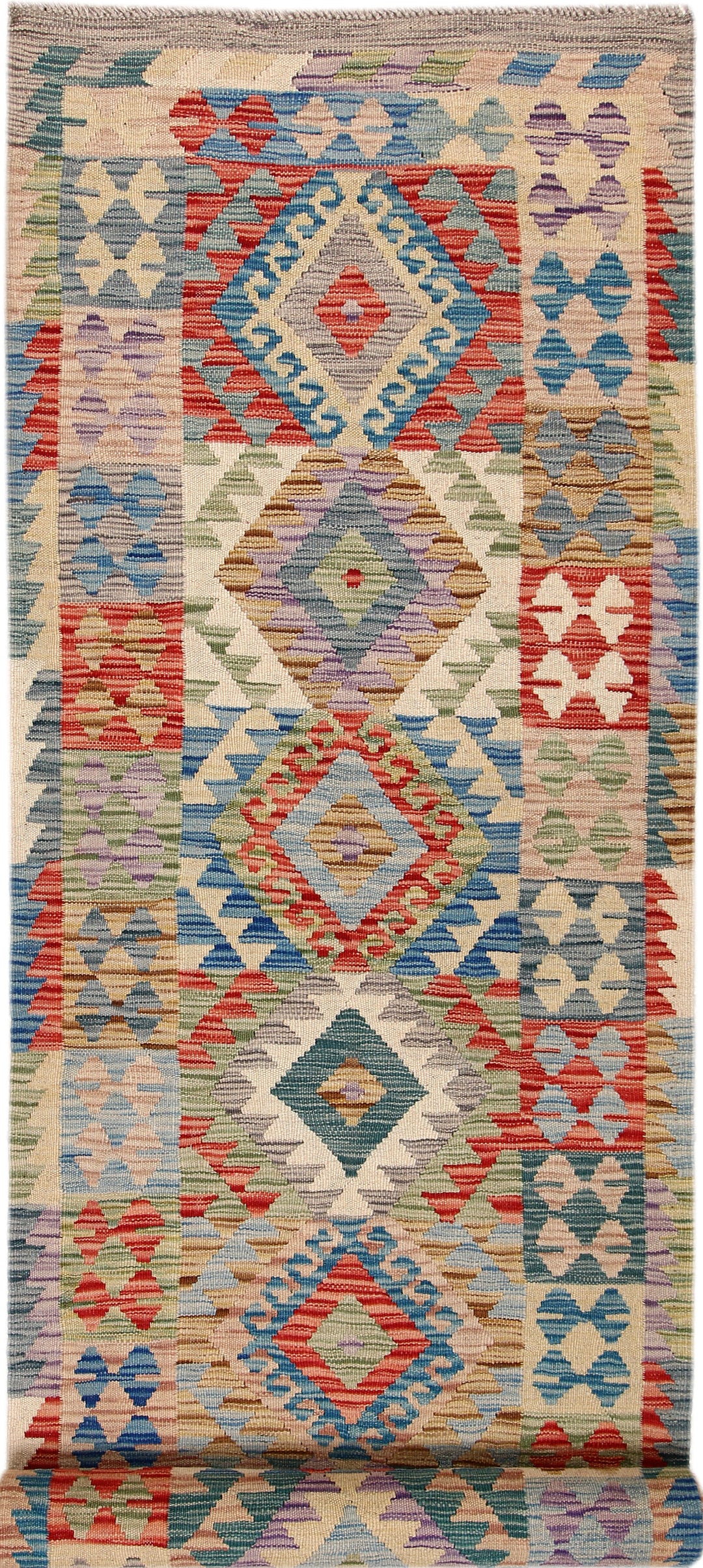 Afghan Kilim Rug 2' 9" x 12' 7" Flat-Weave