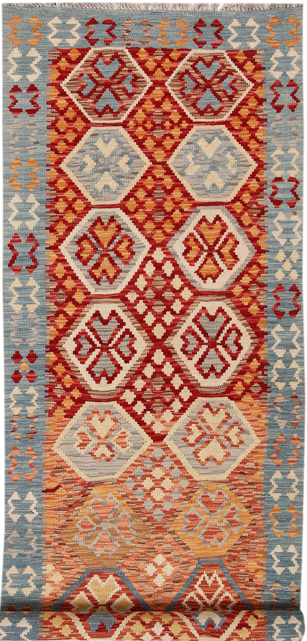 Afghan Kilim Rug 2' 10" x 9' 9" Flat-Weave