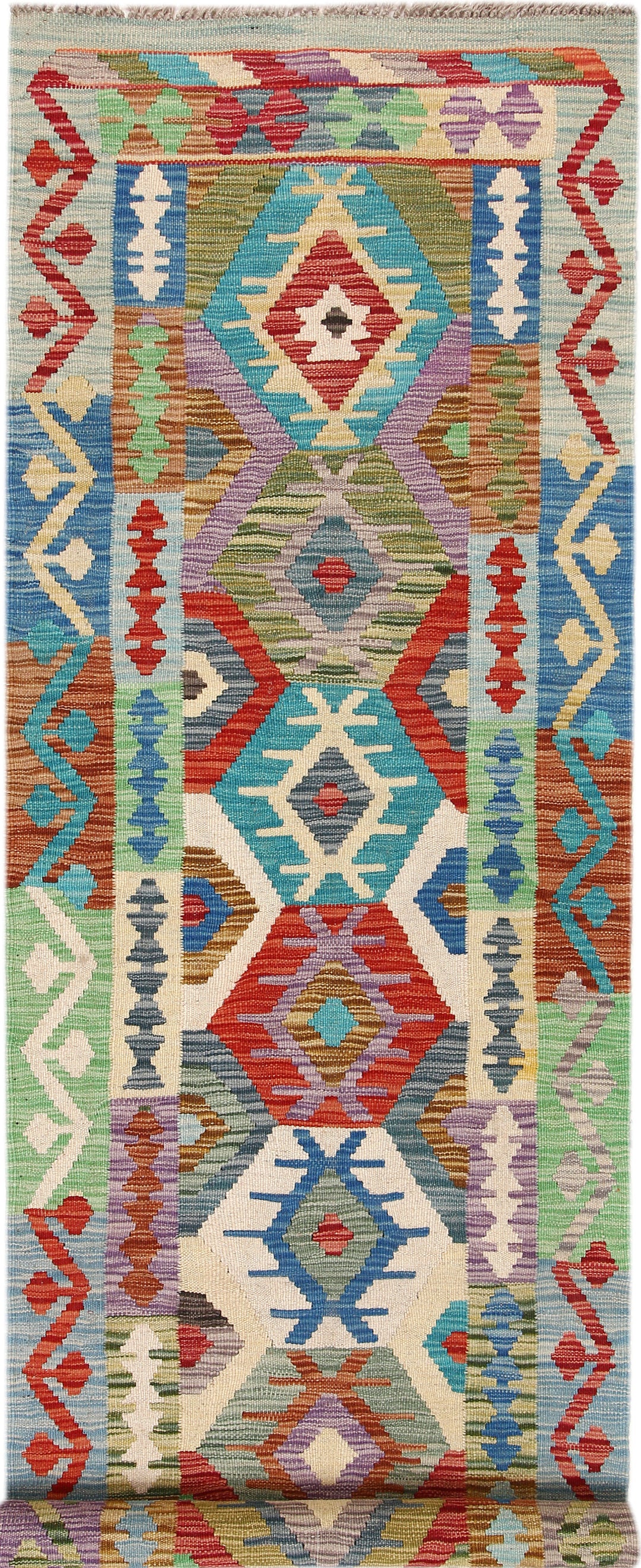 Afghan Kilim Rug 2' 6 x 9' 8 Flat-Weave