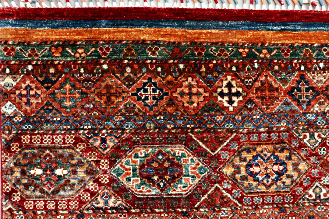 Afghan Kazak Rug 5' 9 x 8' 3 Hand-Knotted