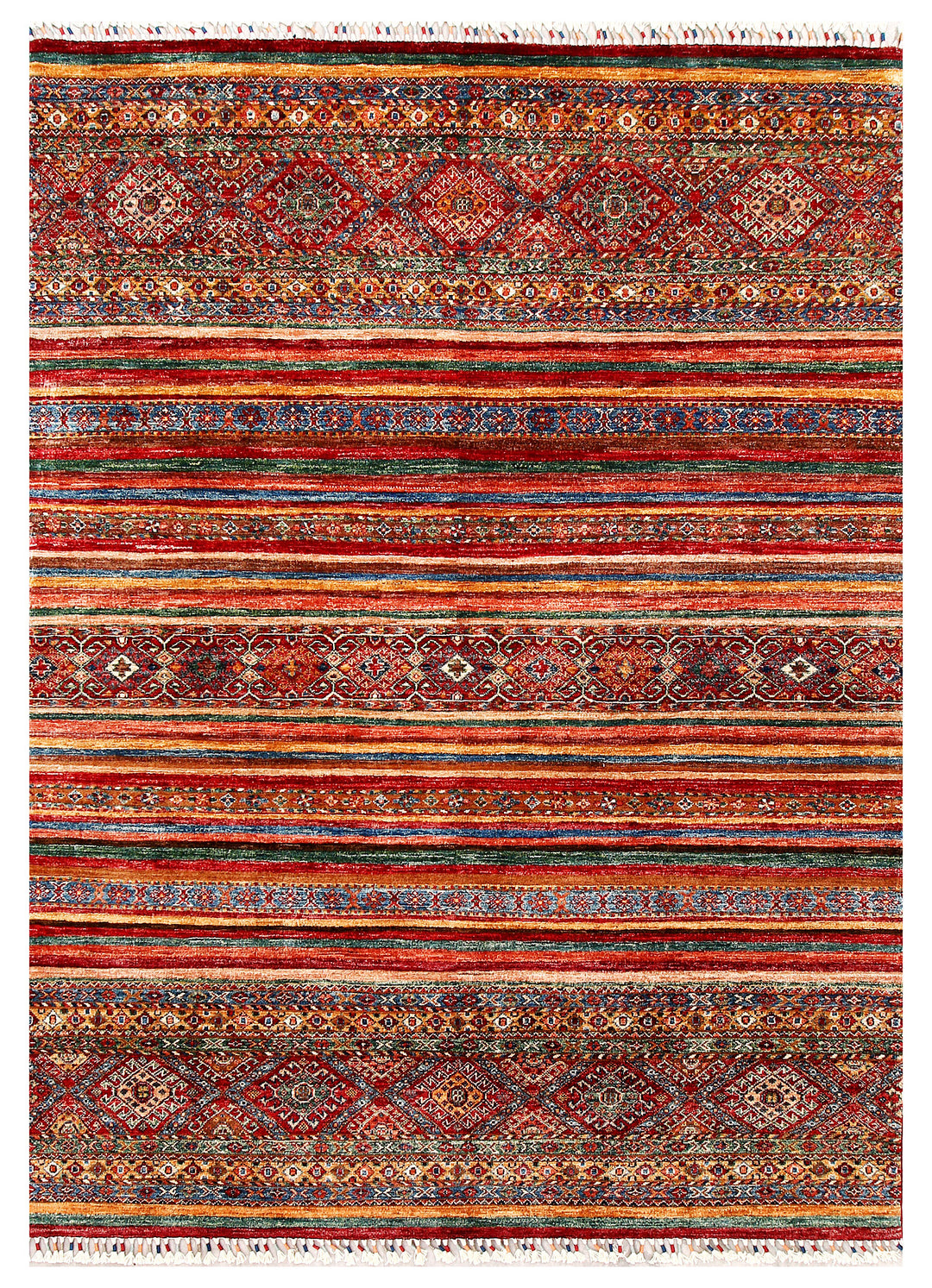 Afghan Kazak Rug 5' 9 x 7' 8 Hand-Knotted