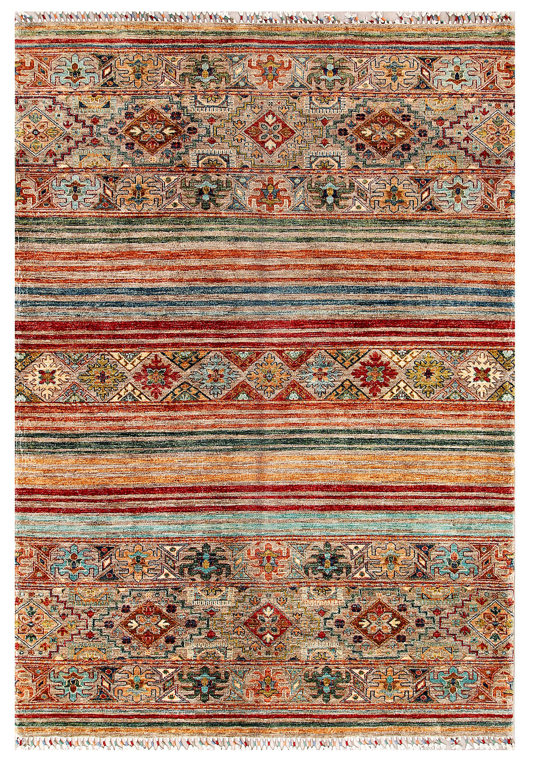 Afghan Kazak Rug 5' 7 x 7' 11 Hand-Knotted