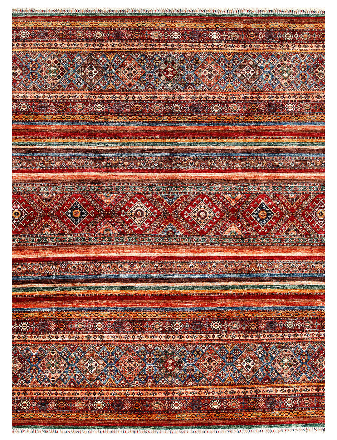 Afghan Kazak Rug 8' 1 x 9' 7 Hand-Knotted