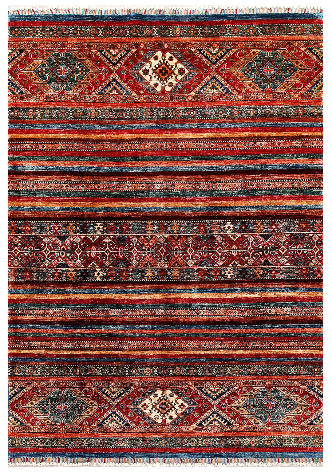 Afghan Kazak Rug 5' 9 x 7' 10 Hand-Knotted