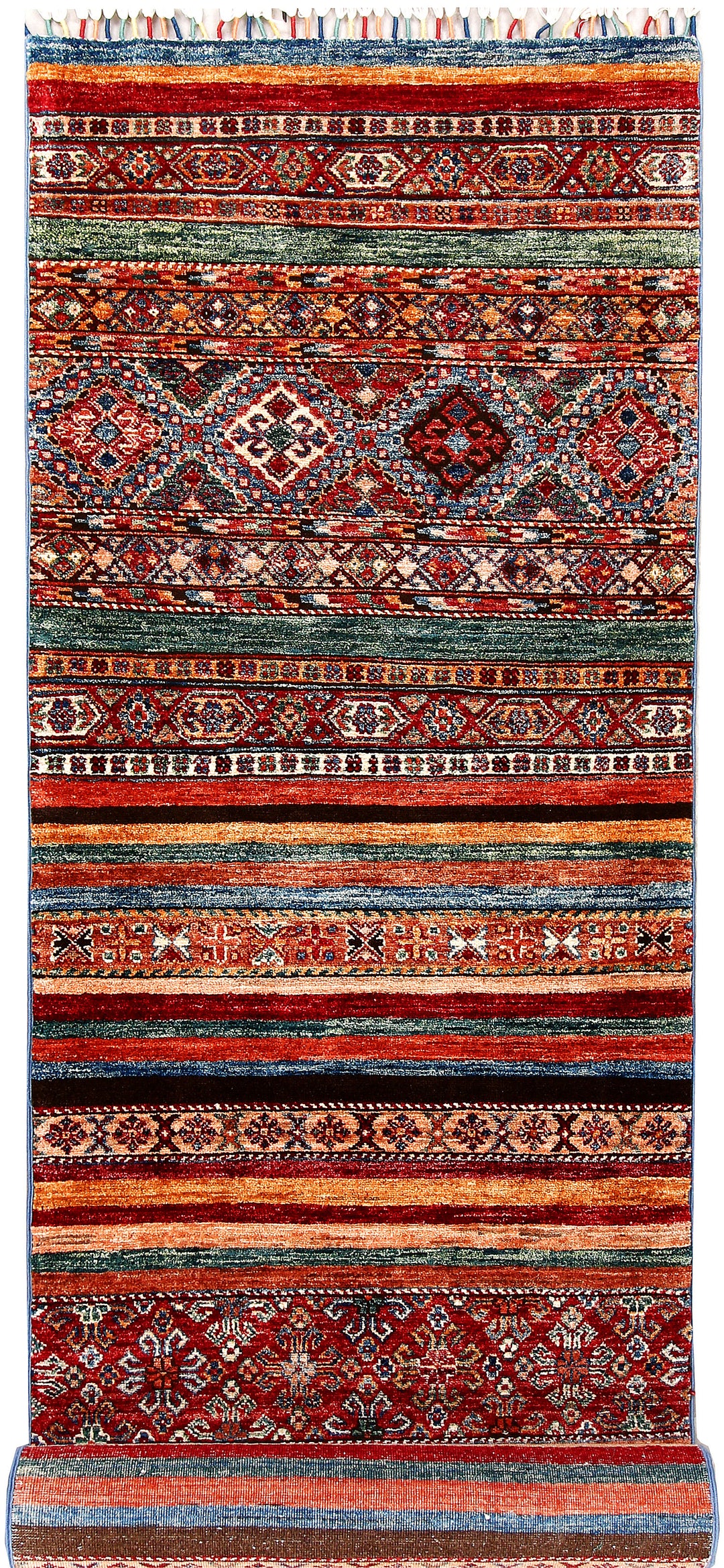 Afghan Kazak Rug 2' 7 x 10' 3 Hand-Knotted