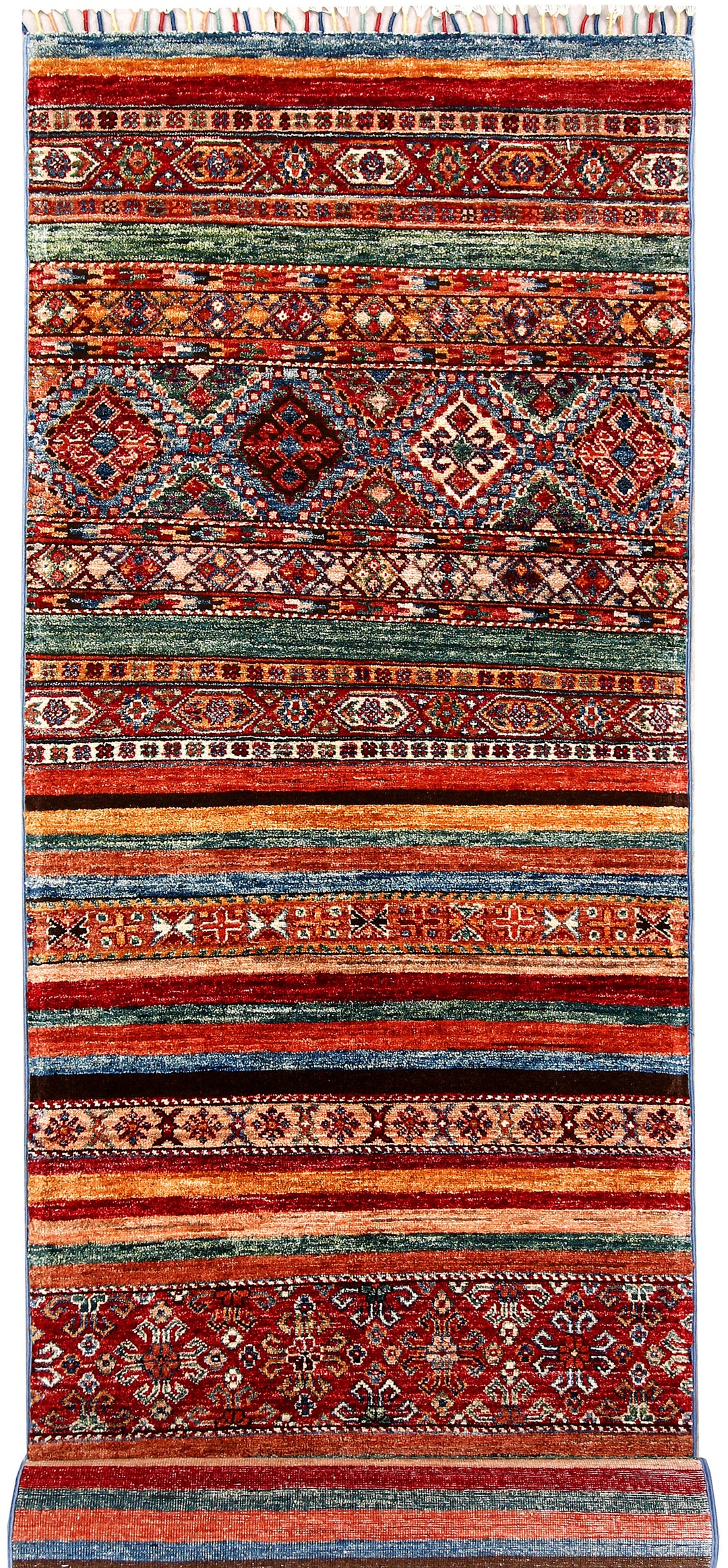 Afghan Kazak Rug 2' 7 x 10' 4 Hand-Knotted