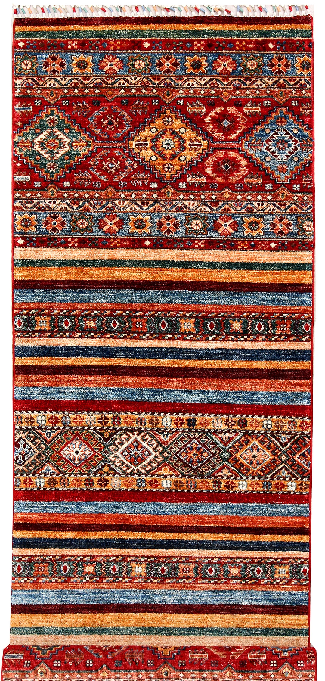 Afghan Kazak Rug 2' 9 x 7' 10 Hand-Knotted