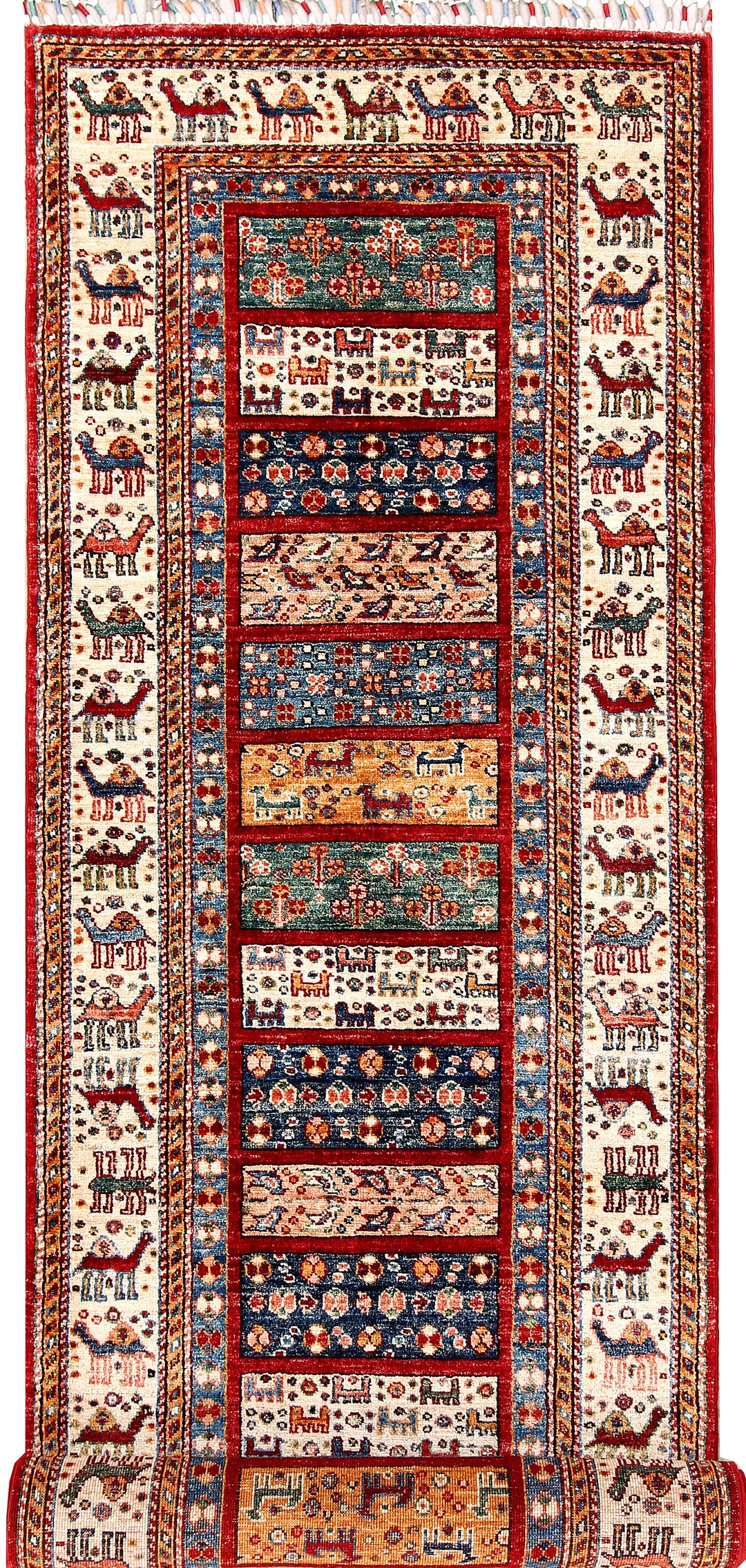 Afghan Kazak Rug 2' 9 x 9' 10 Hand-Knotted