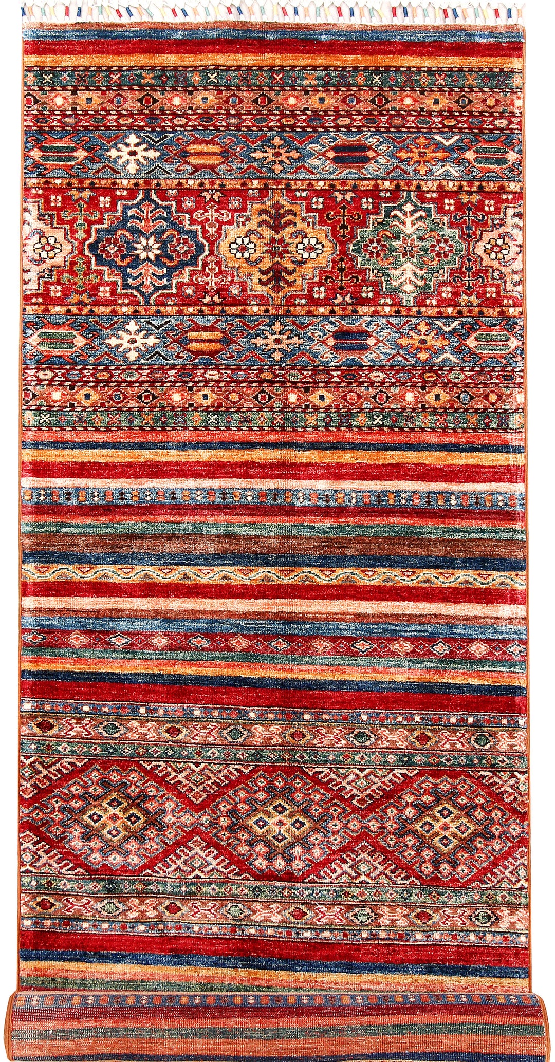Afghan Kazak Rug 2' 10 x 9' 1 Hand-Knotted