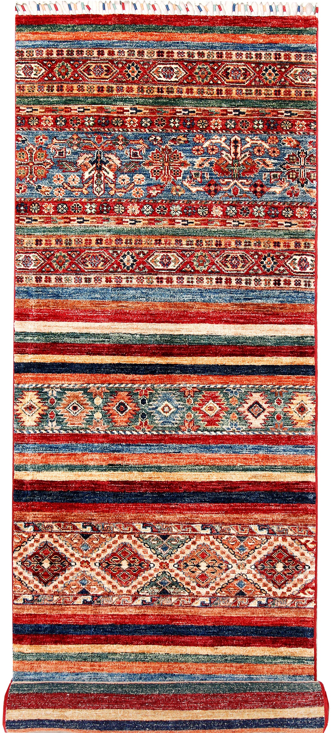 Afghan Kazak Rug 2' 8 x 9' 9 Hand-Knotted