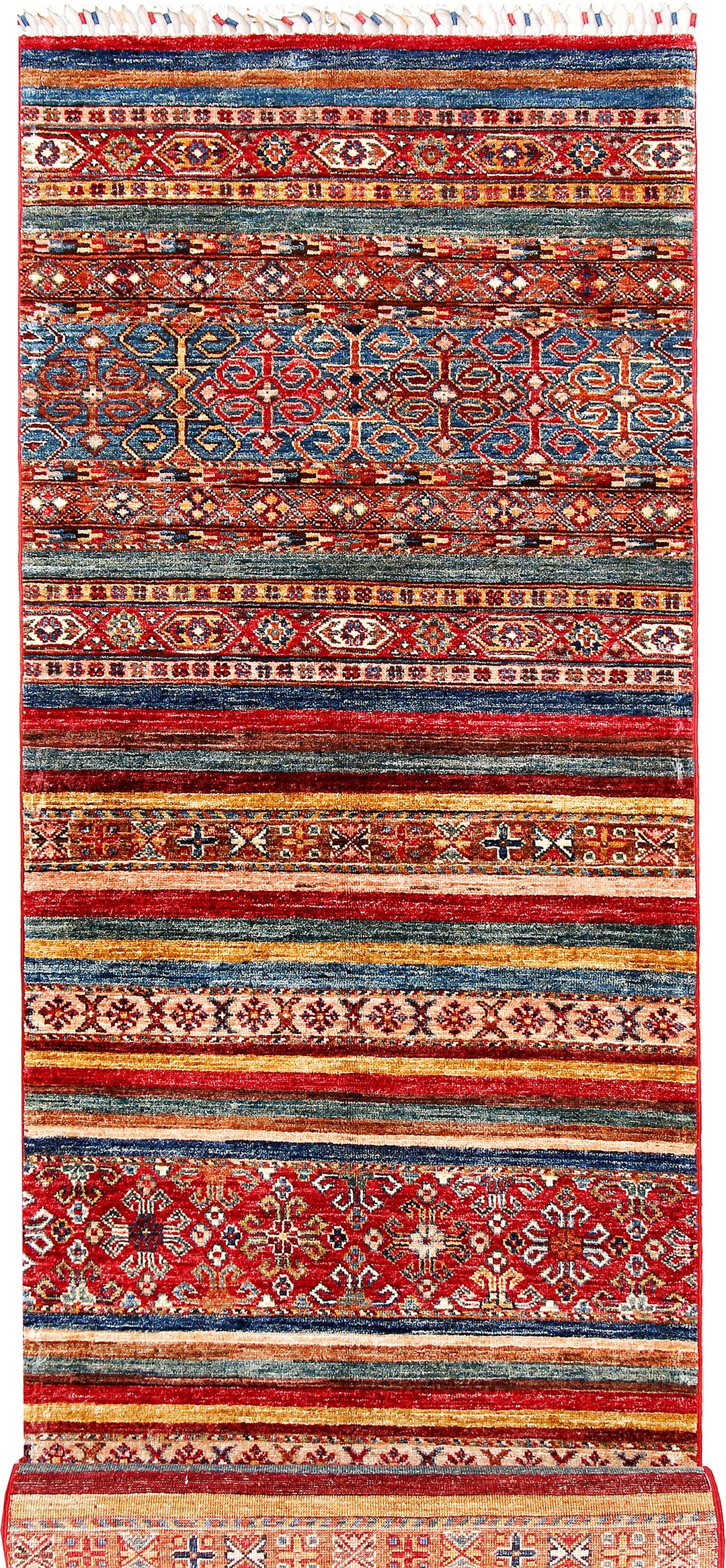 Afghan Kazak Rug 2' 8" x 9' 9" Hand-Knotted
