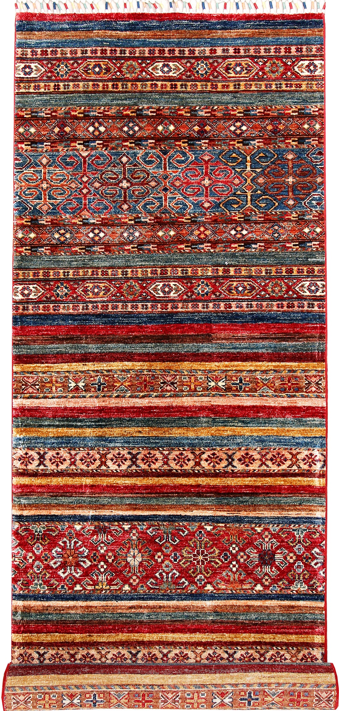 Afghan Kazak Rug 2' 9" x 9' 9" Hand-Knotted