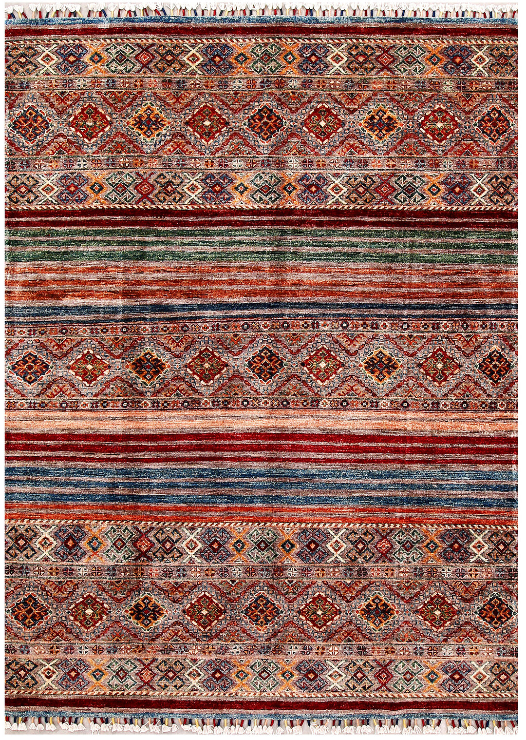 Afghan Kazak Rug 4'11" x 6'8" Hand-Knotted