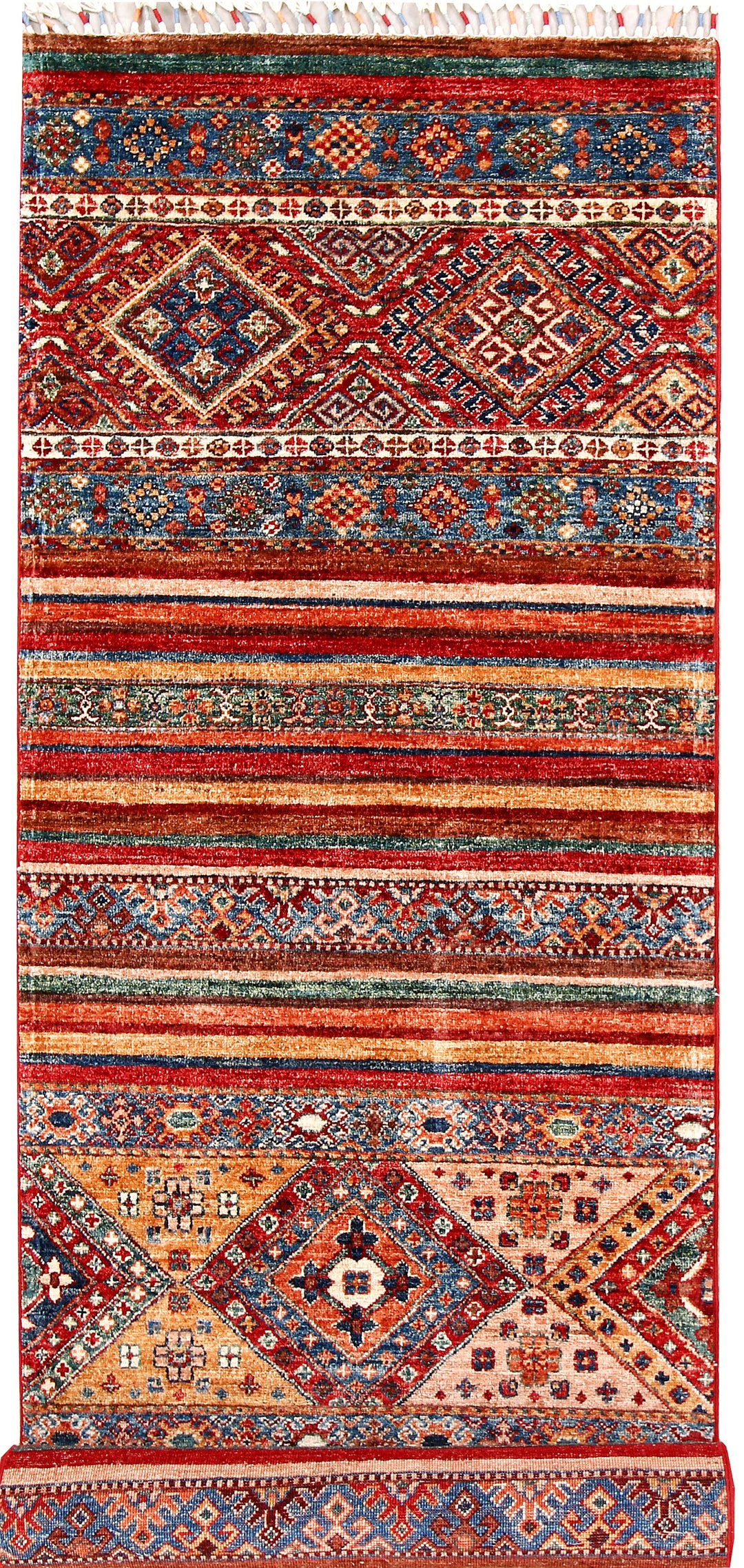 Afghan Kazak Rug 2' 7 x 9' 10 Hand-Knotted