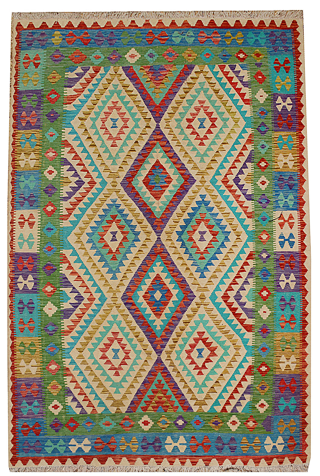 Afghan Kilim Rug 6' 6 x 9' 7 Flat-Weave