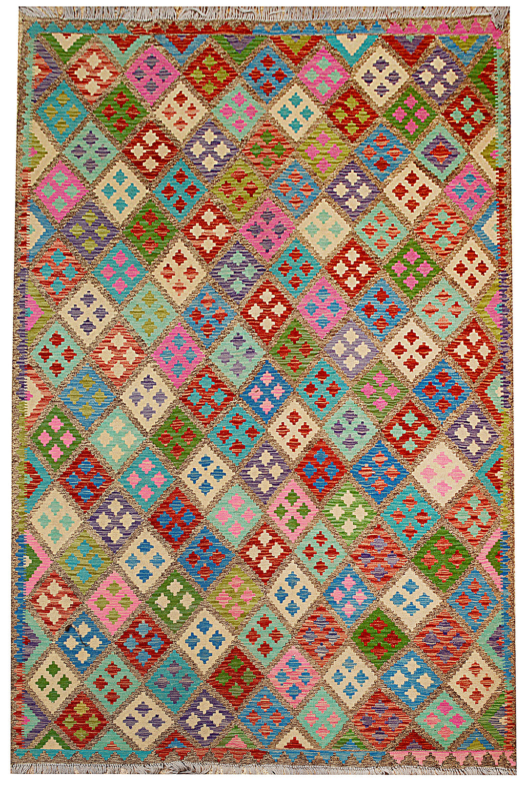 Afghan Kilim Rug 6' 8 x 9' 6 Flat-Weave