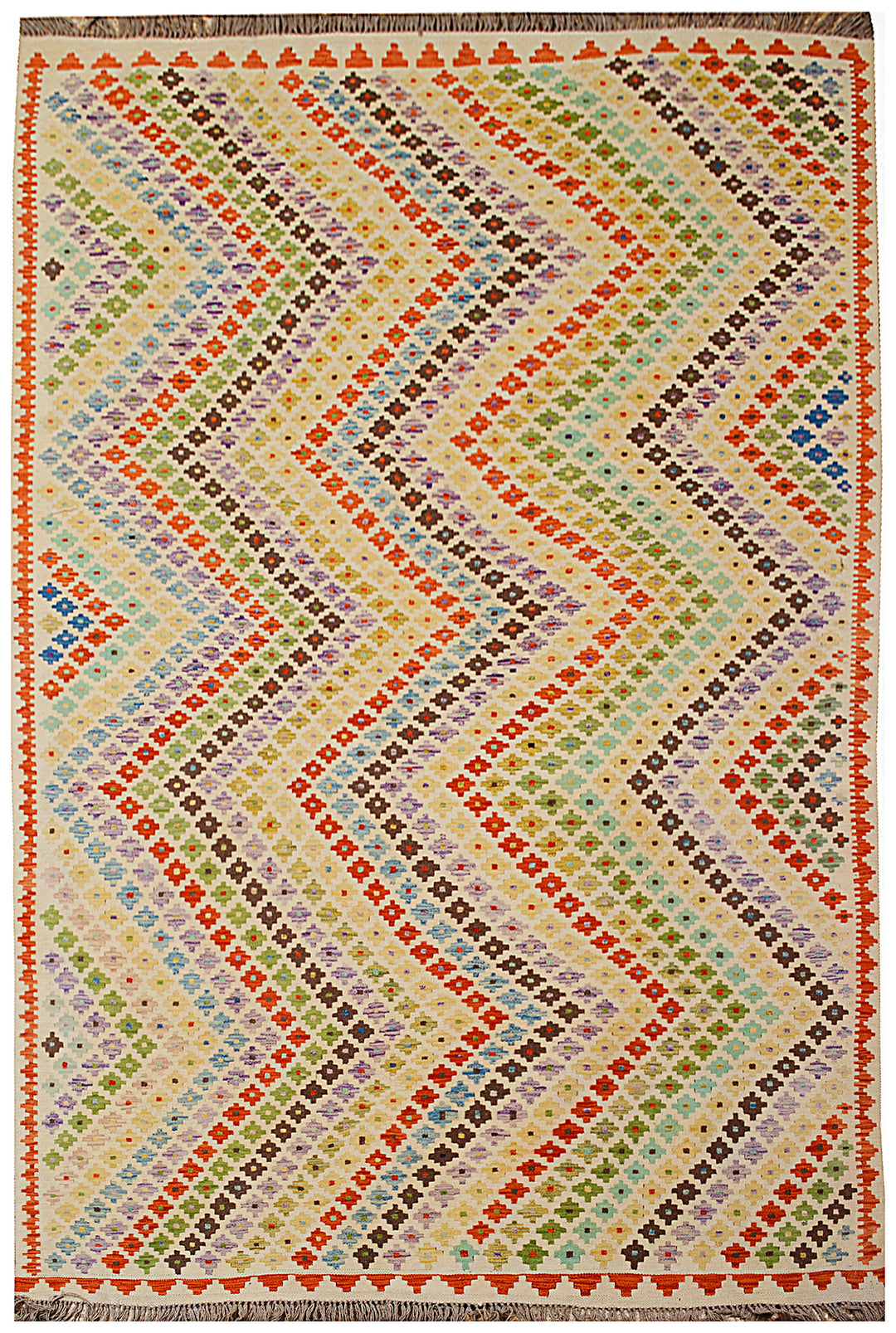 Afghan Kilim Rug 6' 4 x 9' 8 Flat-Weave