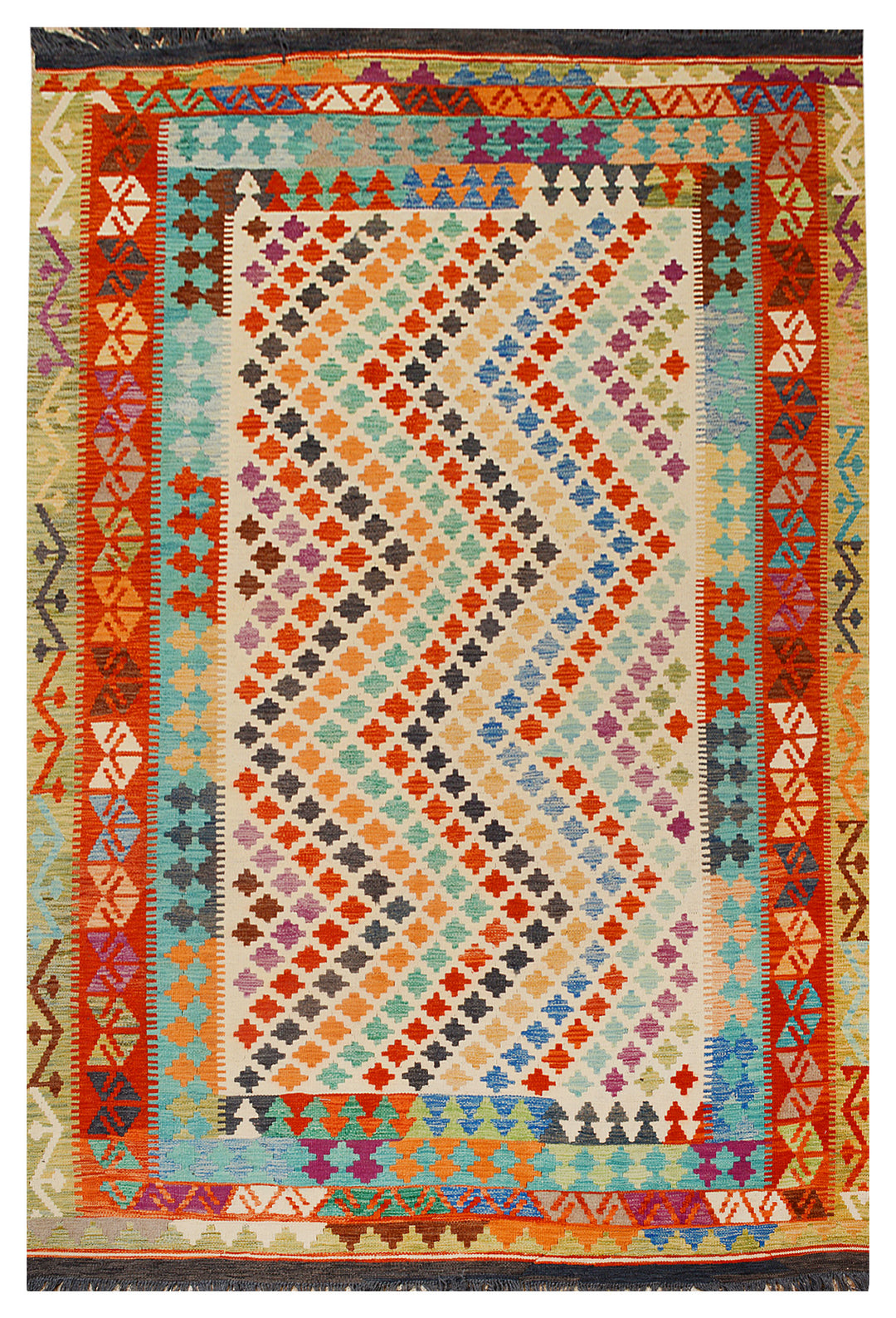 Afghan Kilim Rug 6'9" x 9'9" Flat-Weave