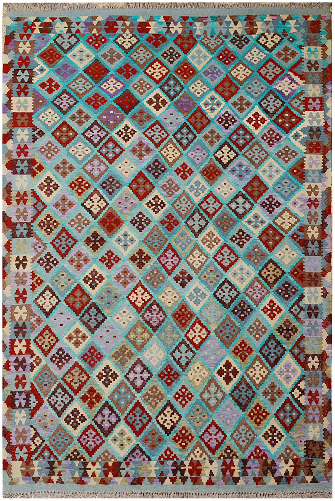 Afghan Kilim Rug 6' 8 x 9' 9 Flat-Weave