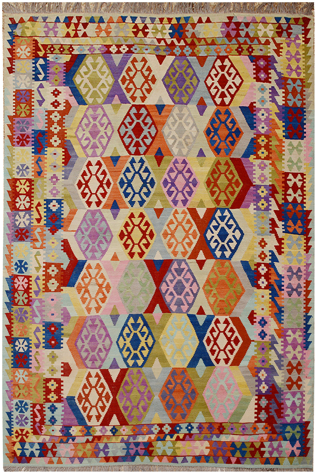 Afghan Kilim Rug 6' 8 x 9' 9 Flat-Weave