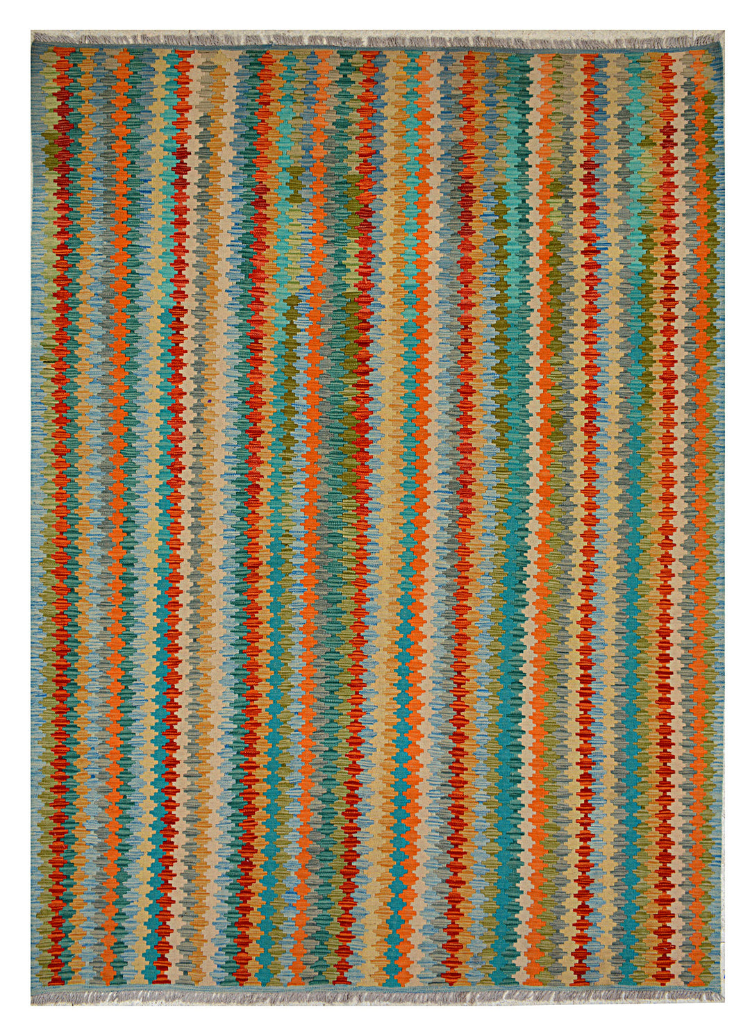 Afghan Kilim Rug 6' 10 x 9' 8 Flat-Weave