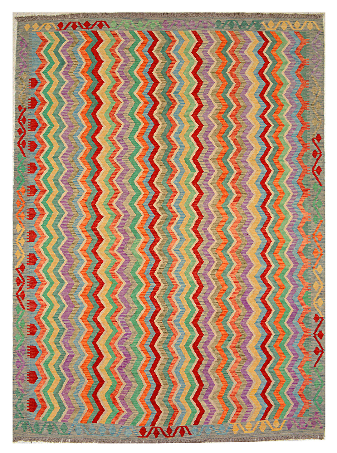 Afghan Kilim Rug 6' 11 x 9' 7 Flat-Weave