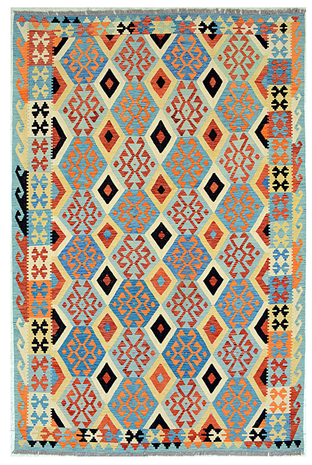 Afghan Kilim Rug 6'9" x 9'11" Flat-Weave