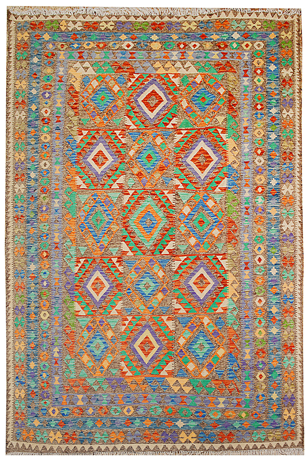 Afghan Kilim Rug 6' 9 x 10' 2 Flat-Weave