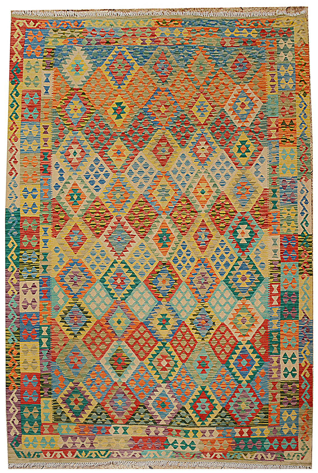 Afghan Kilim Rug 6' 11 x 9' 5 Flat-Weave