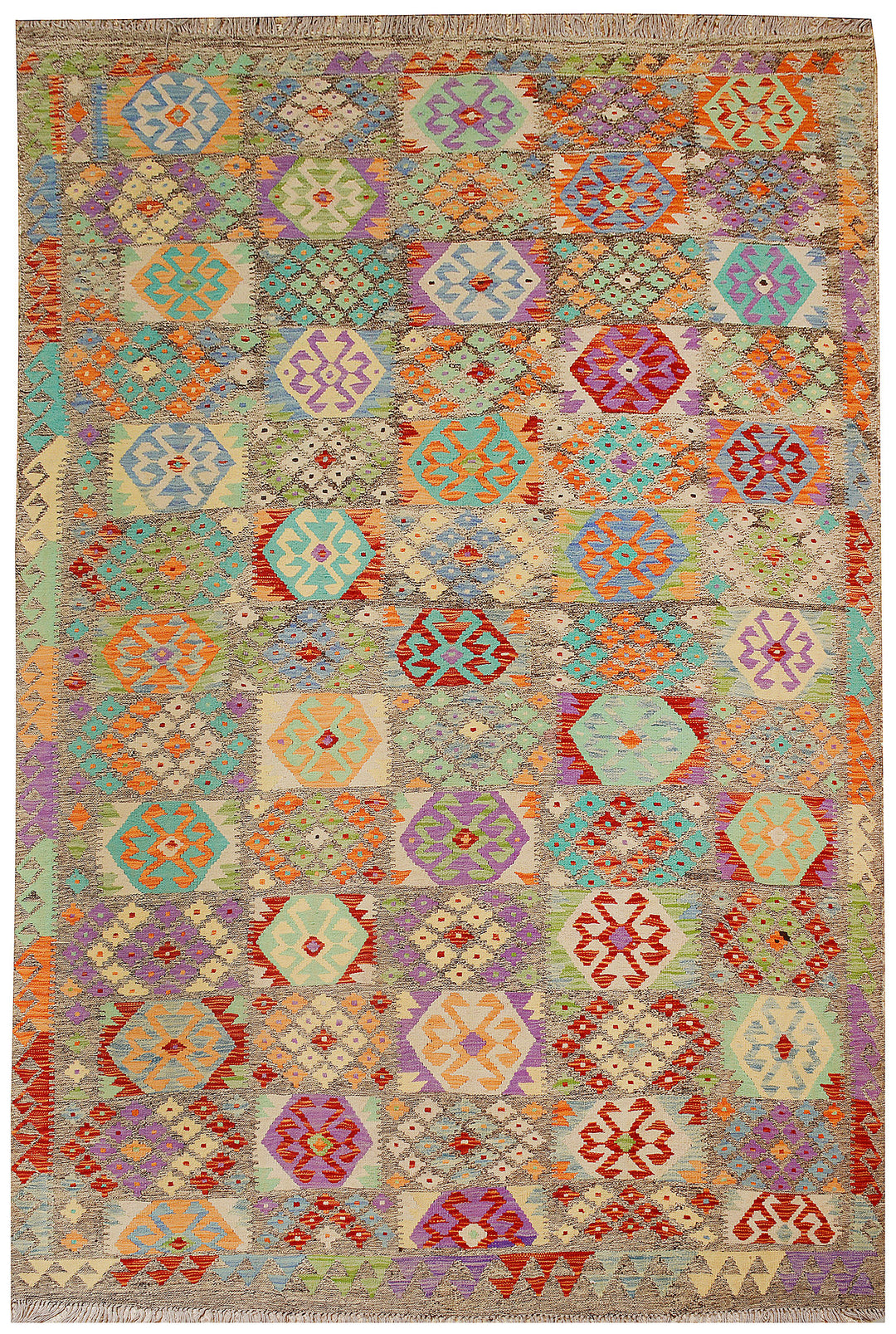 Afghan Kilim Rug 6' 7 x 9' 11 Flat-Weave