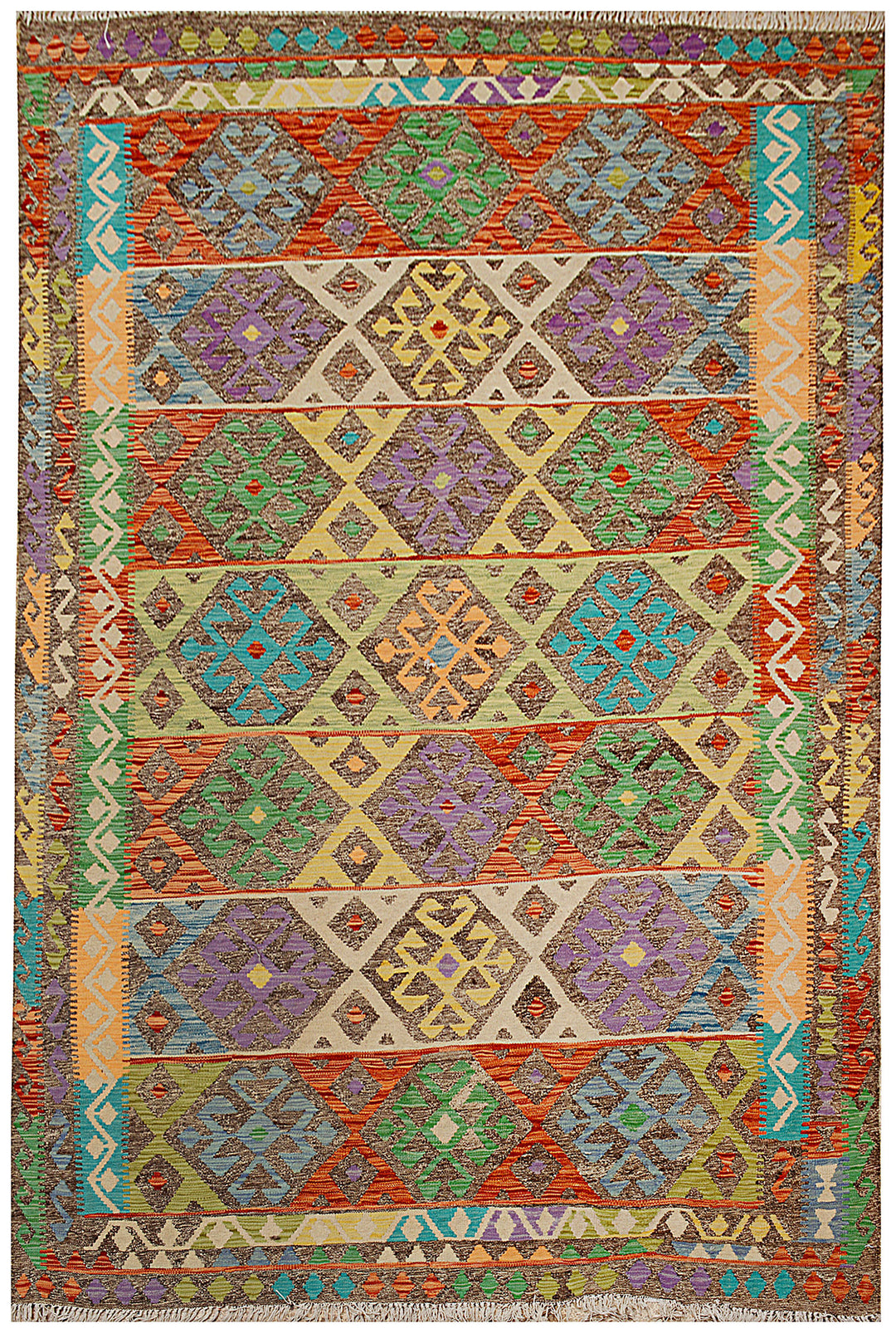 Afghan Kilim Rug 6' 7 x 9' 4 Flat-Weave
