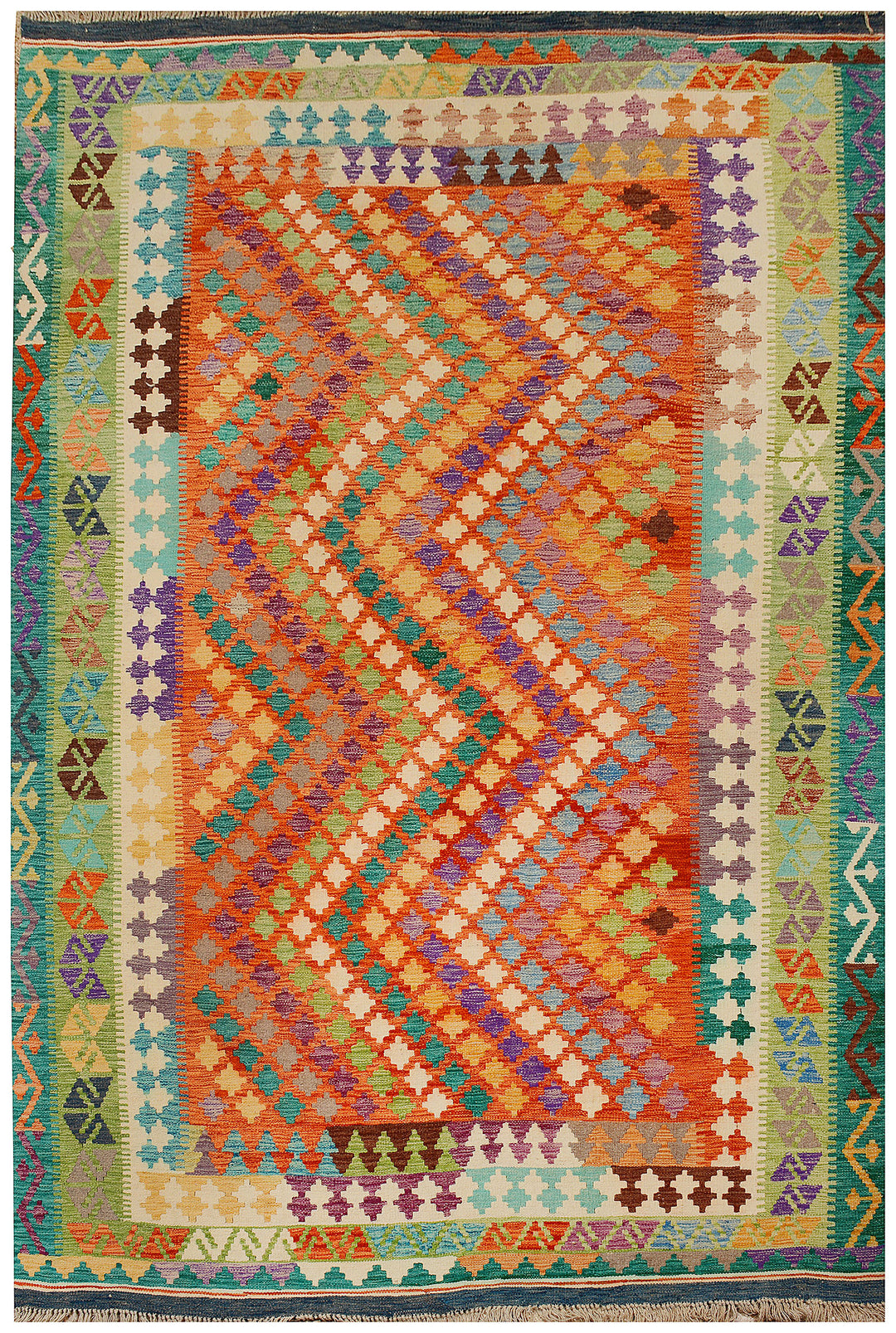 Afghan Kilim Rug 6' 10 x 9' 5 Flat-Weave