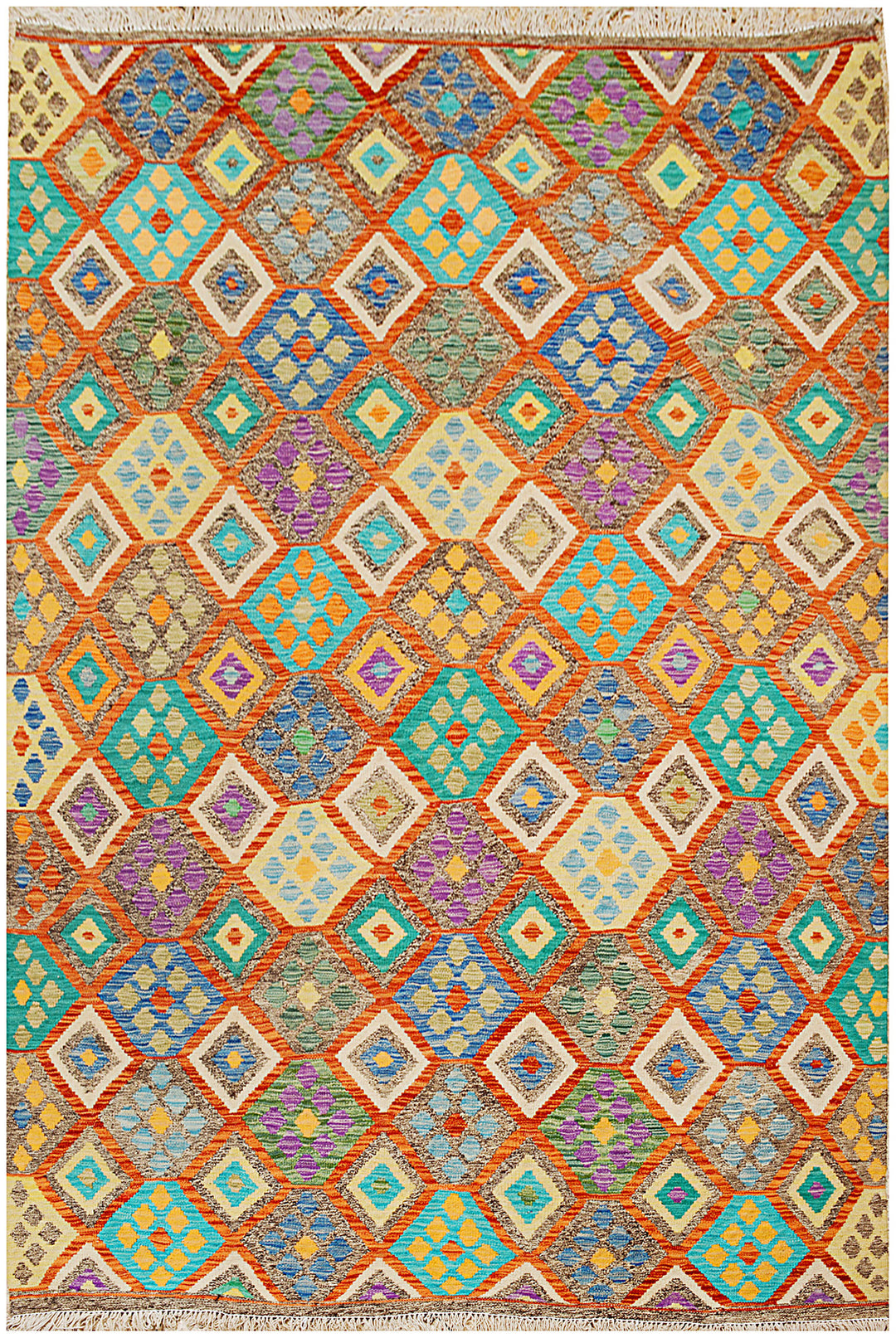 Afghan Kilim Rug 6' 9 x 9' 5 Flat-Weave