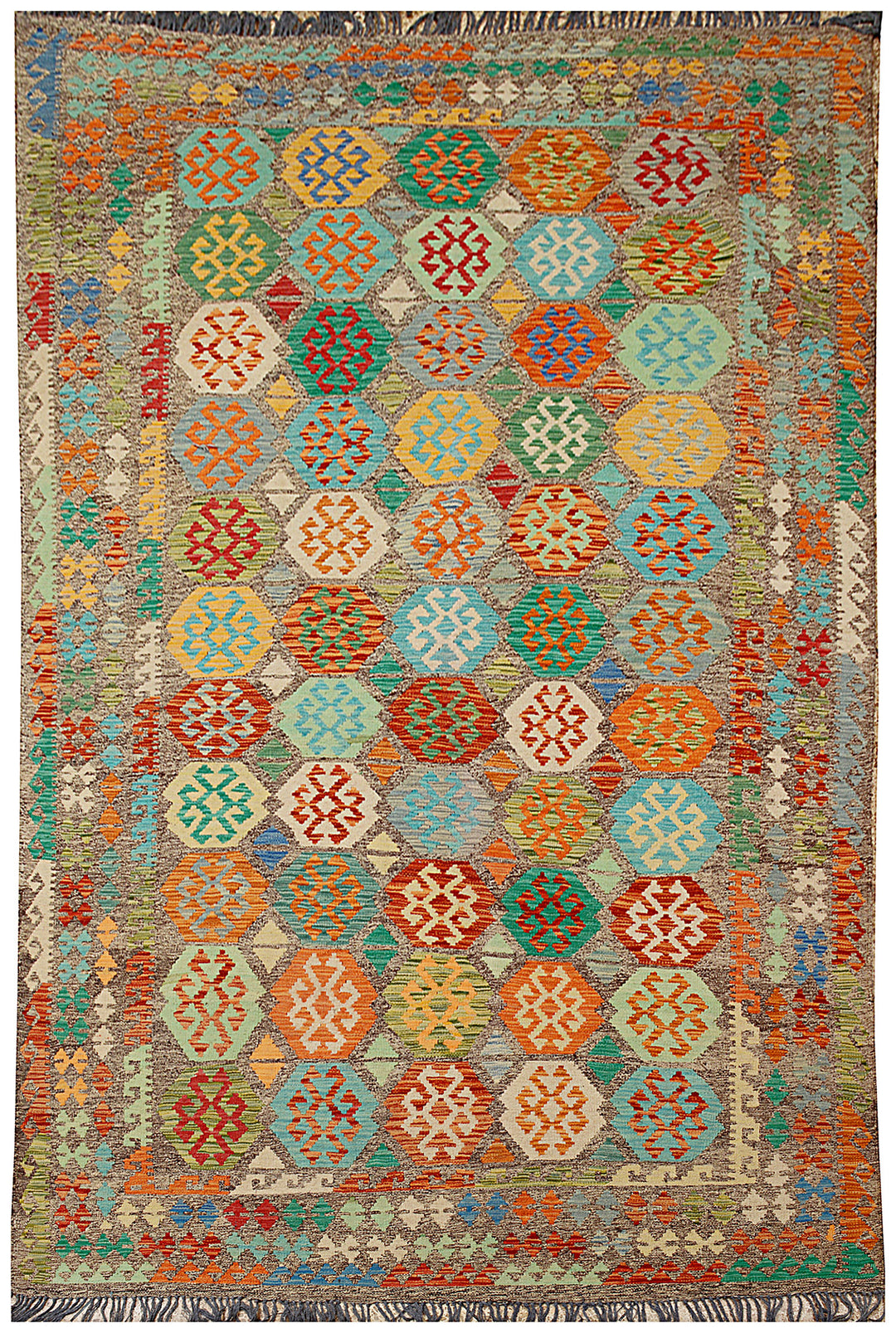 Afghan Kilim Rug 6' 3 x 9' 9 Flat-Weave