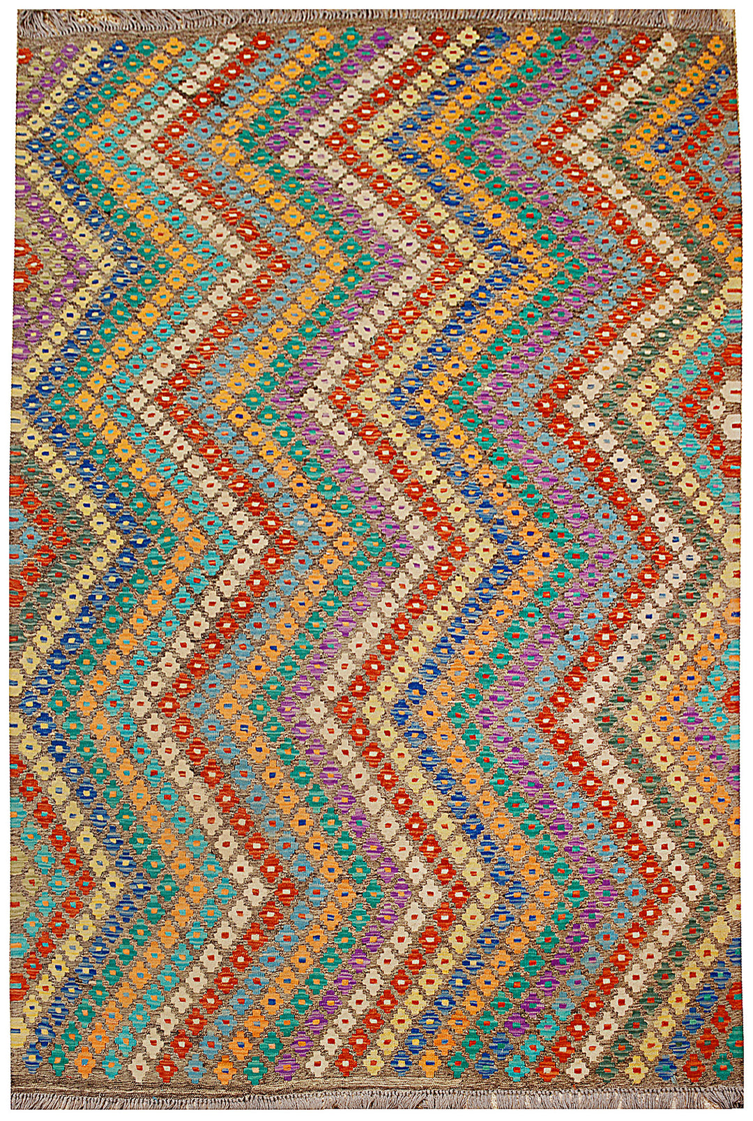 Afghan Kilim Rug 6' 7 x 9' 5 Flat-Weave