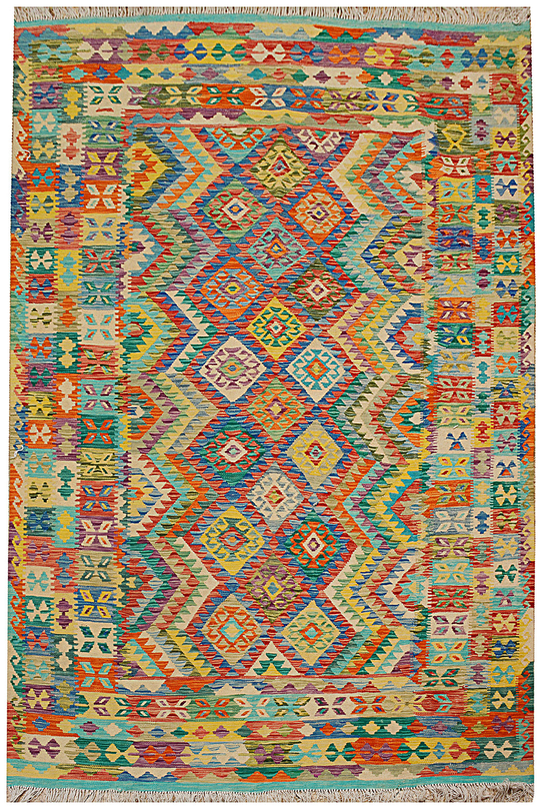 Afghan Kilim Rug 6' 7 x 9' 6 Flat-Weave