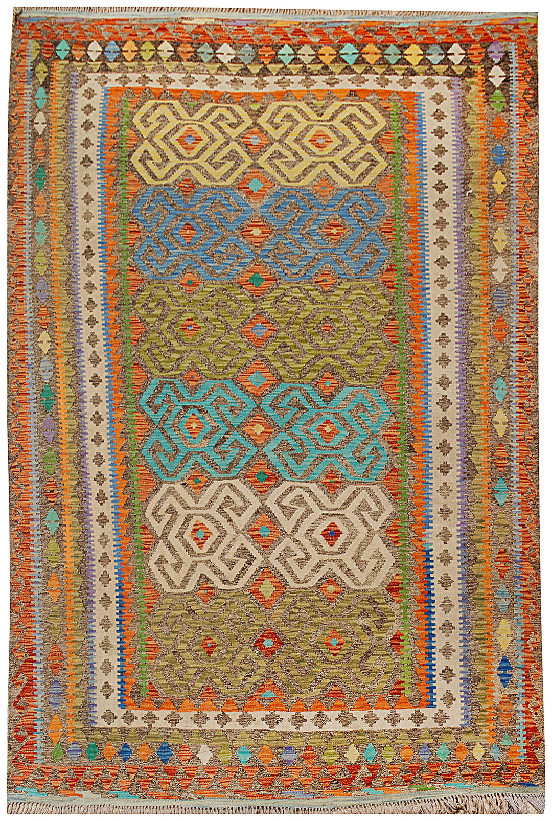 Afghan Kilim Rug 6'4" x 9'7" Flat-Weave