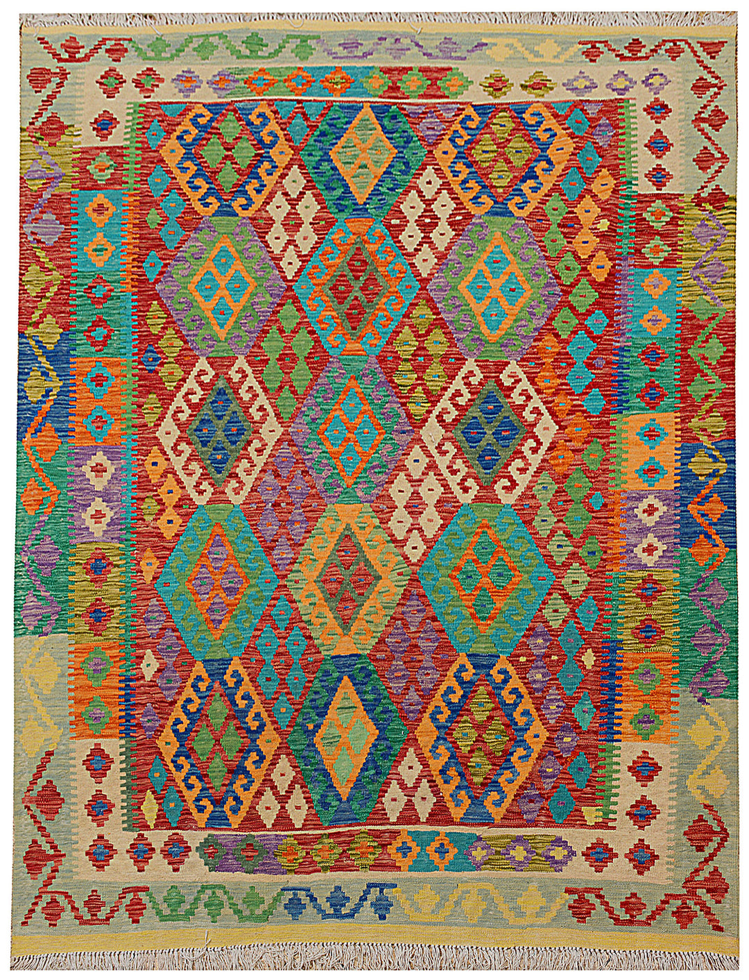 Afghan Kilim Rug 6' 2" x 7' 11" Flat-Weave