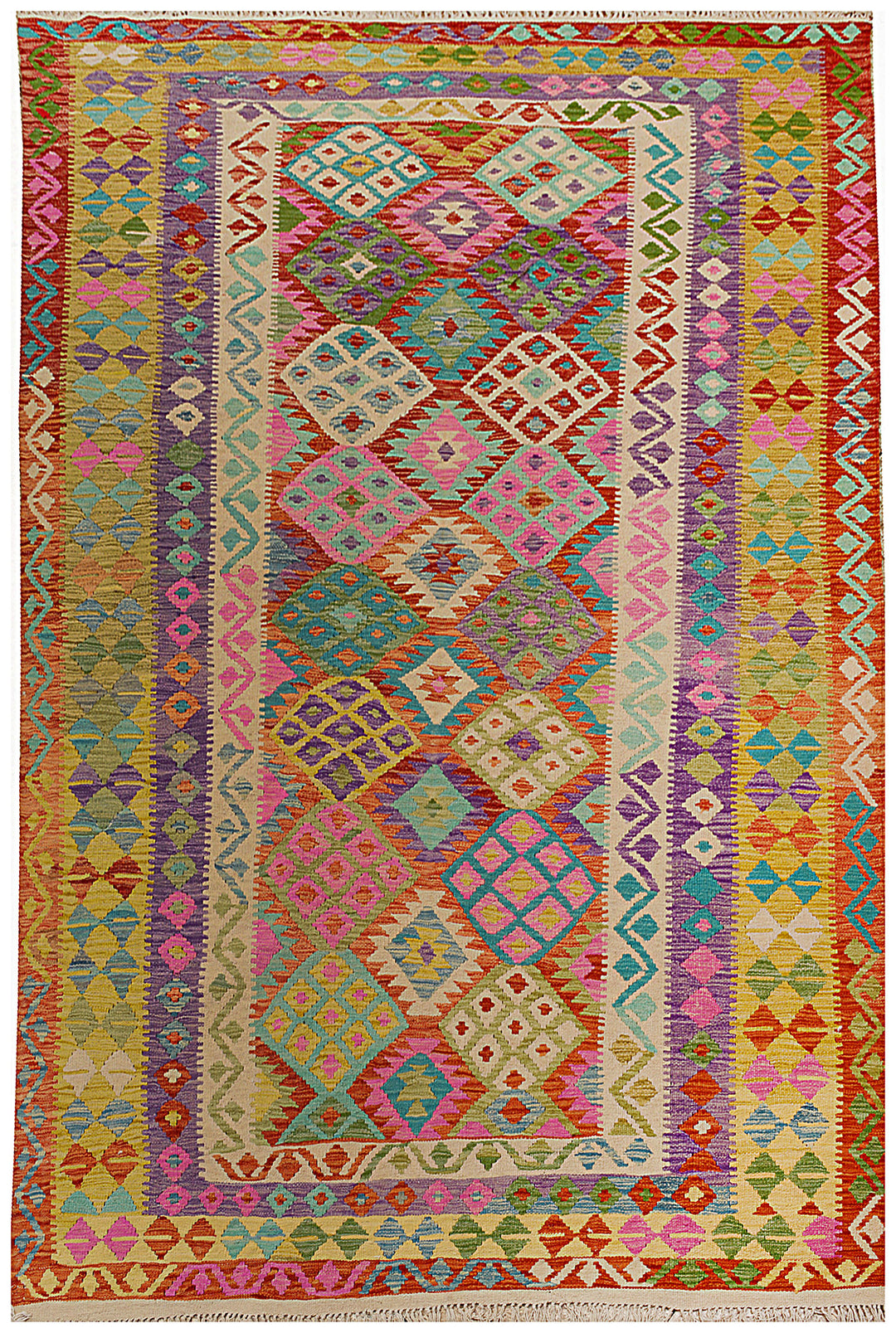 Afghan Kilim Rug 6' 7 x 9' 5 Flat-Weave